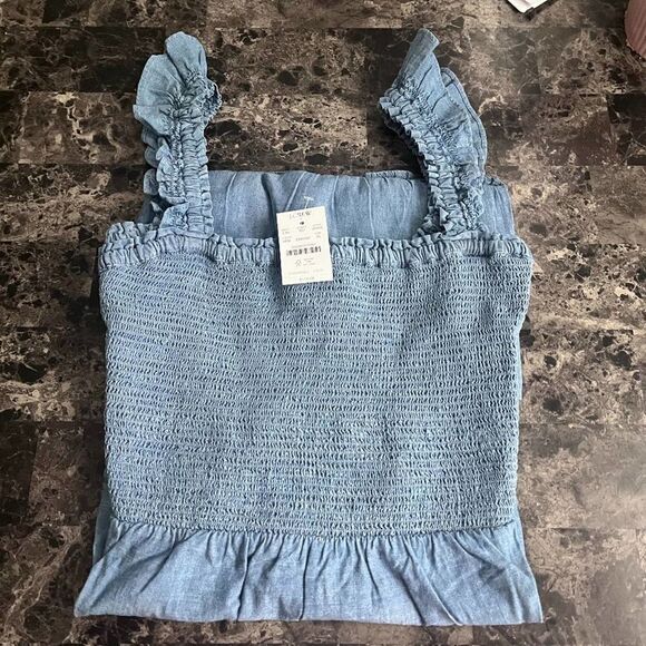 - J Crew Women's Mini Dress Chambray 100% Cotton Smocked 2Side Pockets SiZE 2XL - Picture 5 of 9
